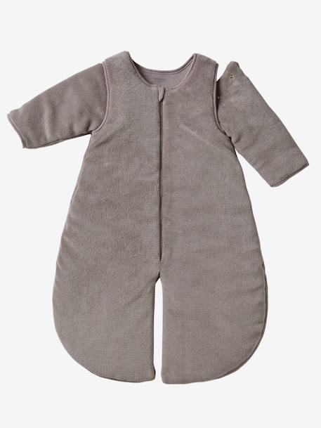 Vertbaudet - Combinaison de transport polaire microfibre, manches amovibles taupe