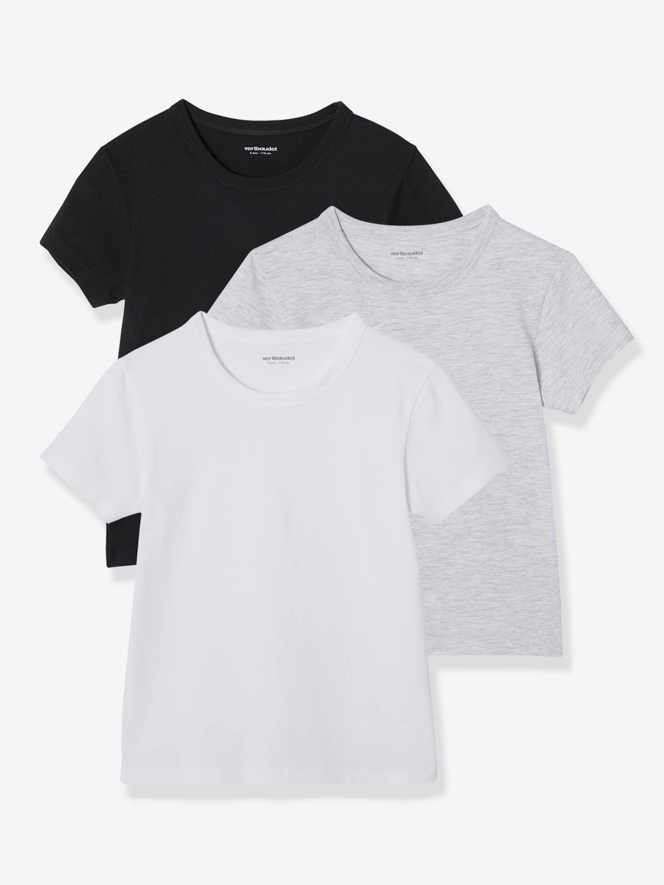 Lot de 3 T-shirts garçon manches courtes BASICS lot blanc