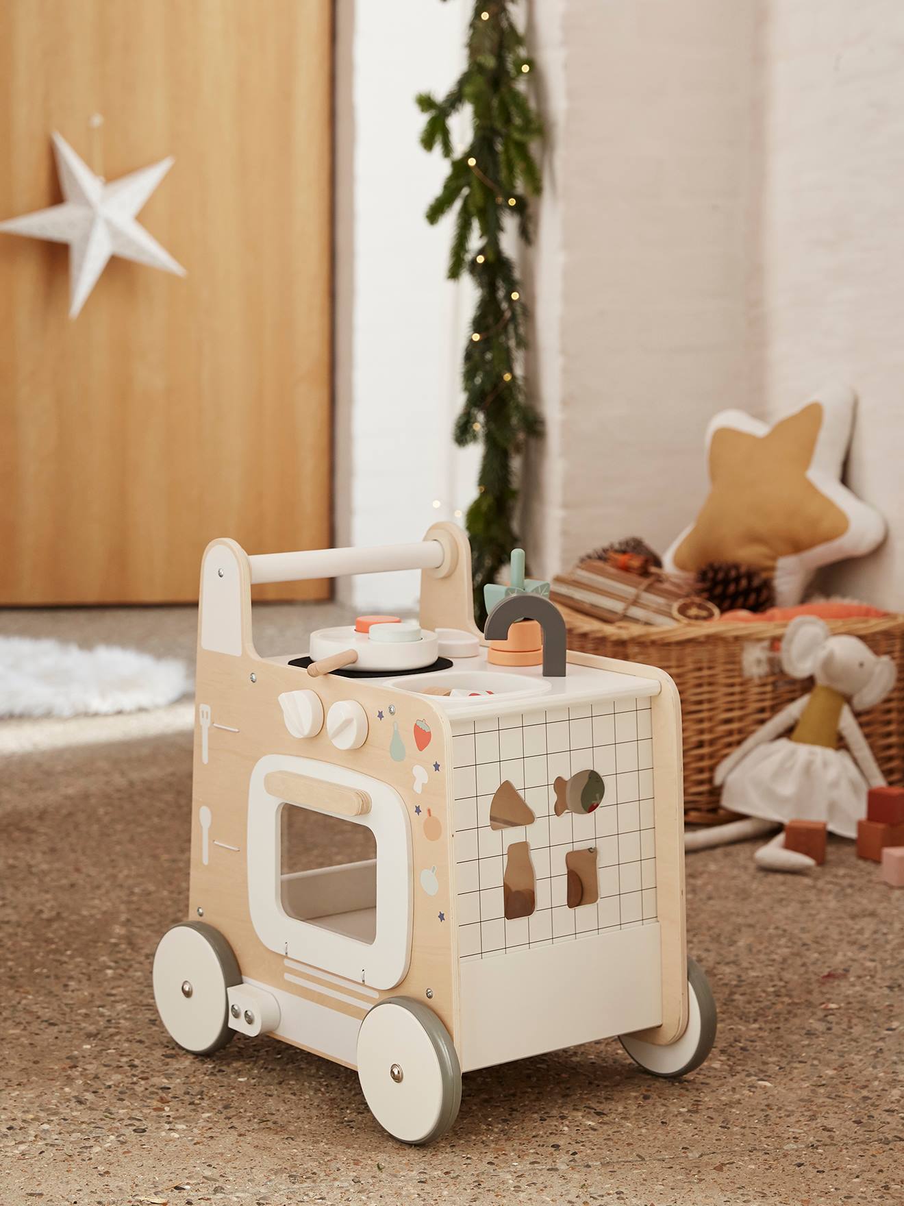 Ma première cuisine chariot de marche en bois FSC® blanc (Vertbaudet) - Image 2