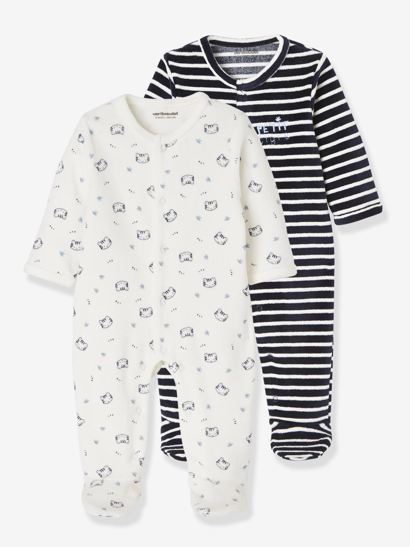 VERTBAUDETLot de 2 pyjamasFrissons d/'hiver bébé en velourslot encre6M 67CM