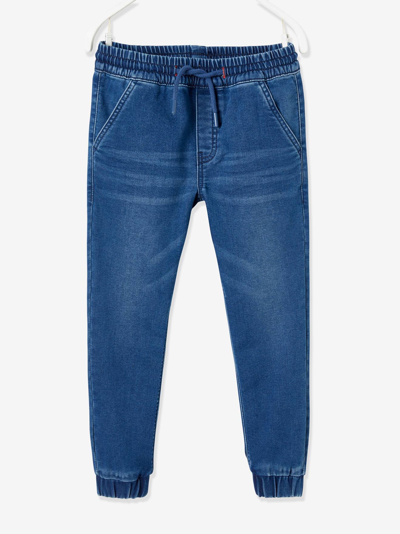 Pantalon jogger en denim effet molleton facile à enfiler garçon stone