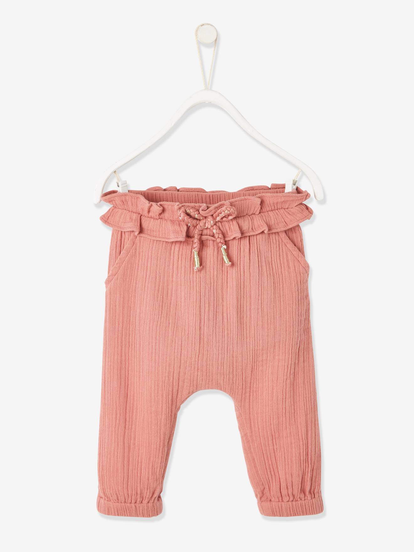 Pantalon taille élastiquée bébé fille rose