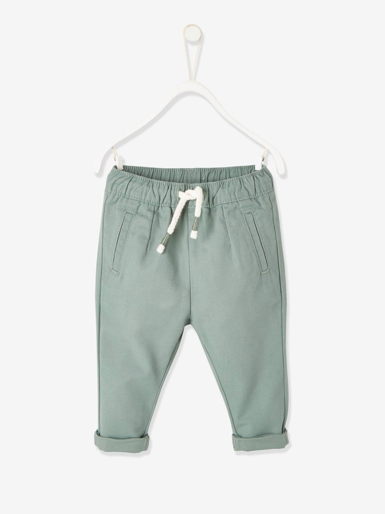 Pantalon en toile bébé vert grisé