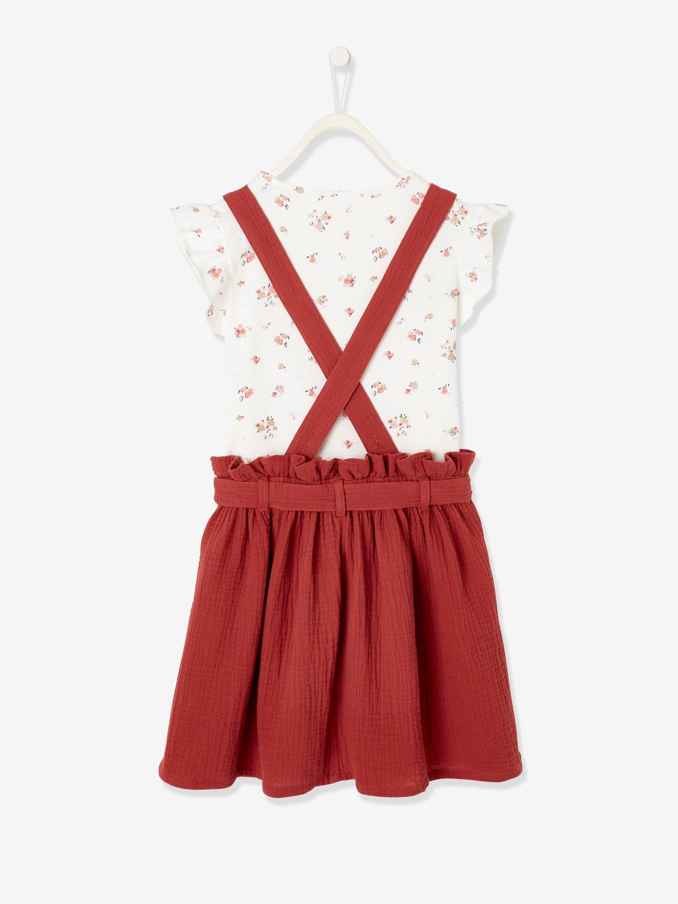 Sorella Ensemble pour fille 2 pièces t-shirt à manches longues avec dentelle pantalons//jupe avec bretelles à plaid 0-6 ans