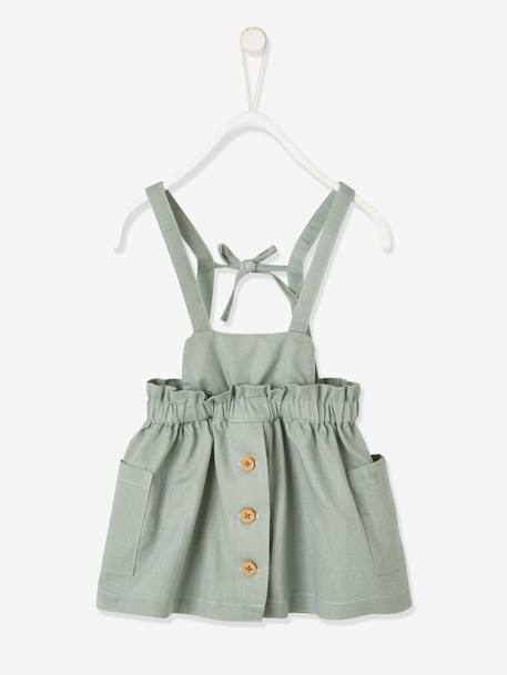 Jupe Tablier En Toile Bebe Vert Celadon Vertbaudet