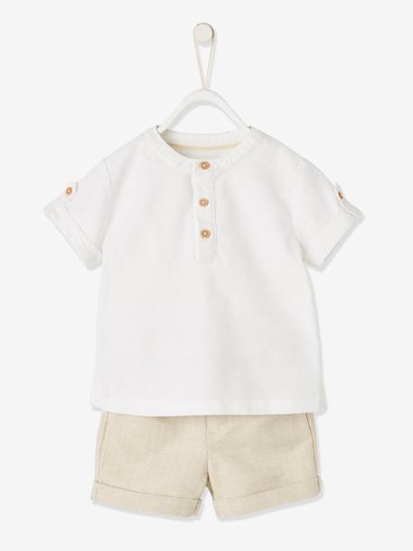 Ensemble De Ceremonie Bebe Chemise Short Et Ceinture Blanc Vertbaudet