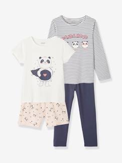 Fille-Pyjama, surpyjama-Lot pyjama + pyjashort panda Oeko-Tex®