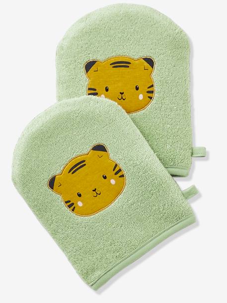 Vertbaudet - Lot de 2 gants de toilette vert