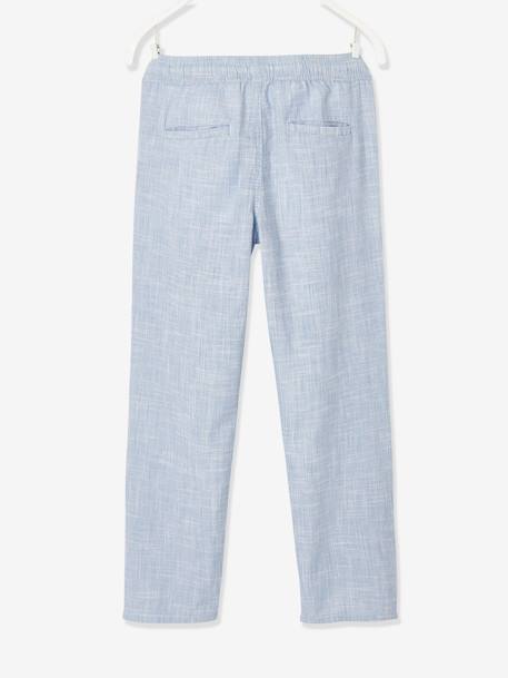 Pantalon léger retroussable en pantacourt aspect lin tissé garçon beige chiné+bleu clair 9 - vertbaudet enfant 