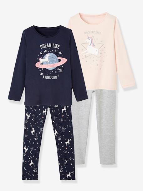 Lot de 2 pyjamas licorne Oeko-Tex® LOT ROSE 1 - vertbaudet enfant 