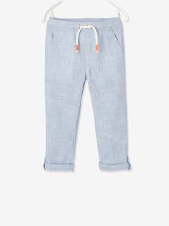 Pantalon garçon retroussable en pantacourt léger aspect lin tissé   - vertbaudet enfant