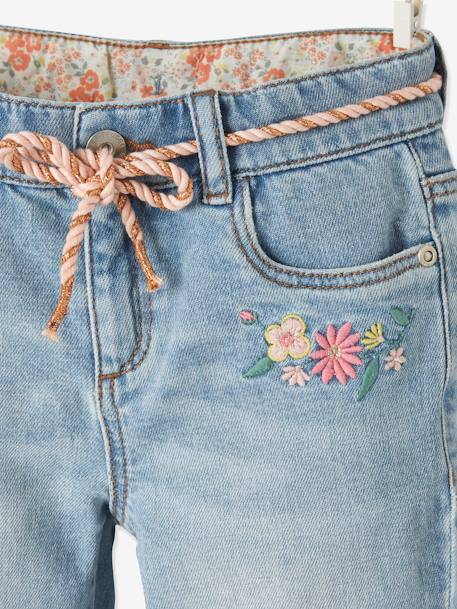 Bermuda en jean brodé fleurs Basics fille double stone 4 - vertbaudet enfant 
