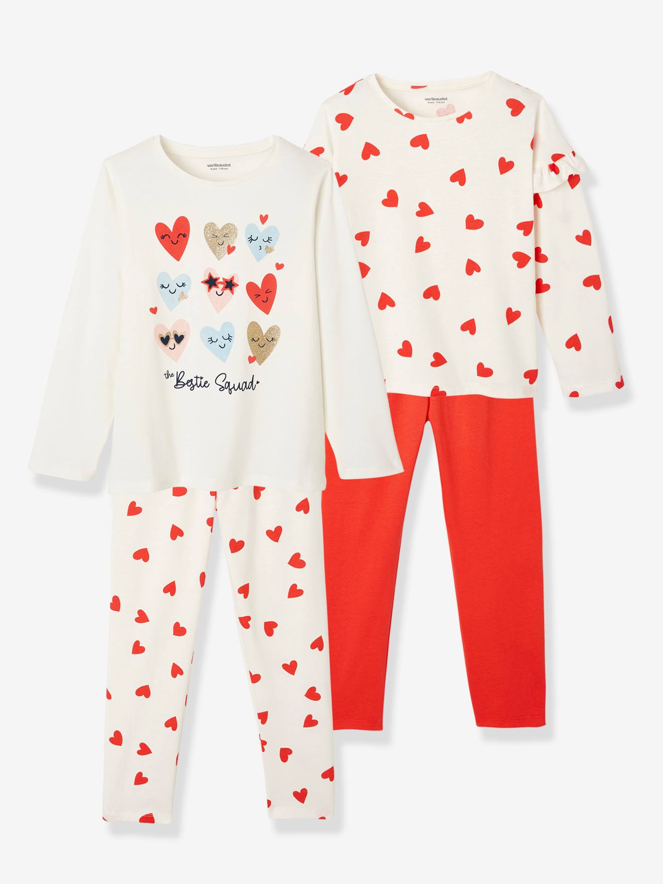 Lot de 2 pyjamas fille coeurs ivoire 22 €