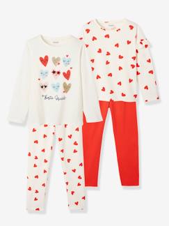 -Lot de 2 pyjamas fille coeurs