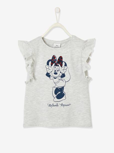 Ensemble fille T-shirt et short Disney Minnie® gris chiné / bas twill bleu 2 - vertbaudet enfant 