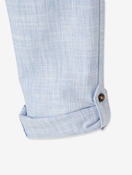 Pantalon léger retroussable en pantacourt aspect lin tissé garçon beige chiné+bleu clair 12 - vertbaudet enfant 