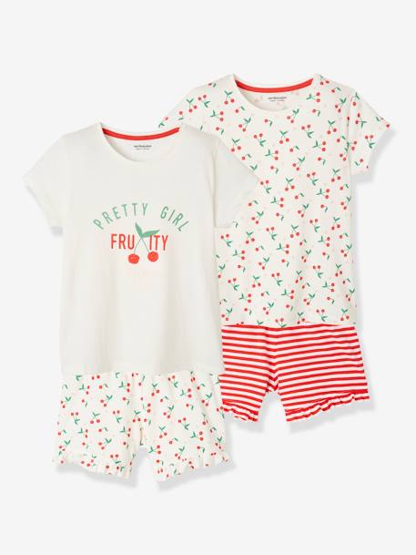 Lot de 2 pyjashorts fille cerise lot ivoire 1 - vertbaudet enfant 