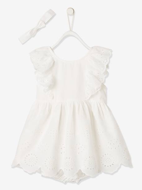 Bébé-Ensemble cérémonie bébé robe, bloomer et bandeau