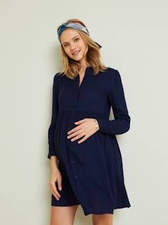 Vêtements de grossesse-Robe-Robe-chemise unie grossesse et d'allaitement