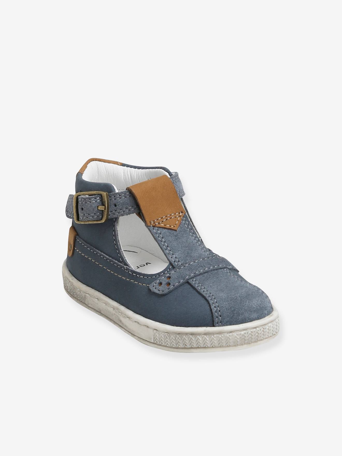 Sandales cuir bébé garçon premiers pas bleu jean