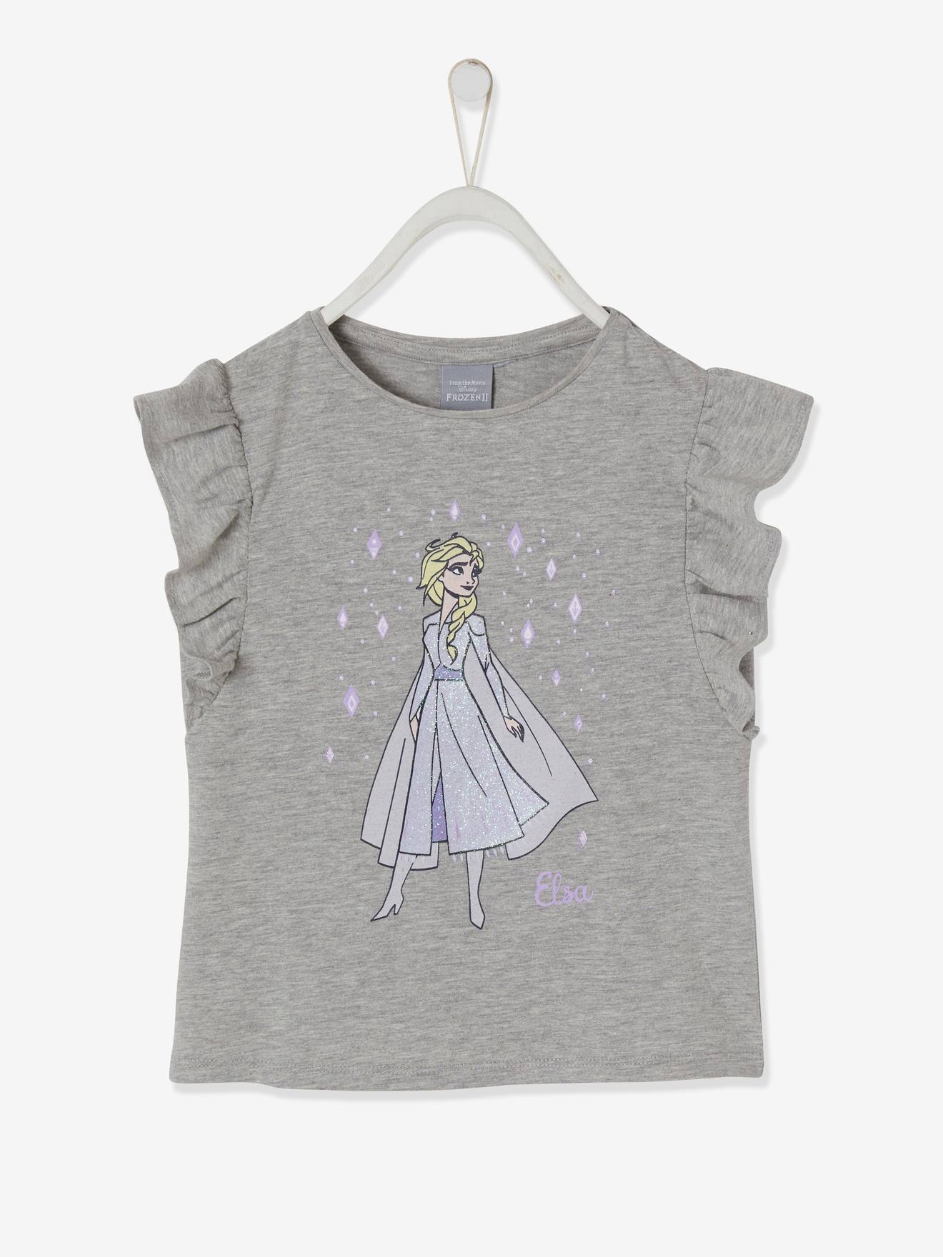 T-shirt fille à volants Disney Reine des Neiges® gris chiné