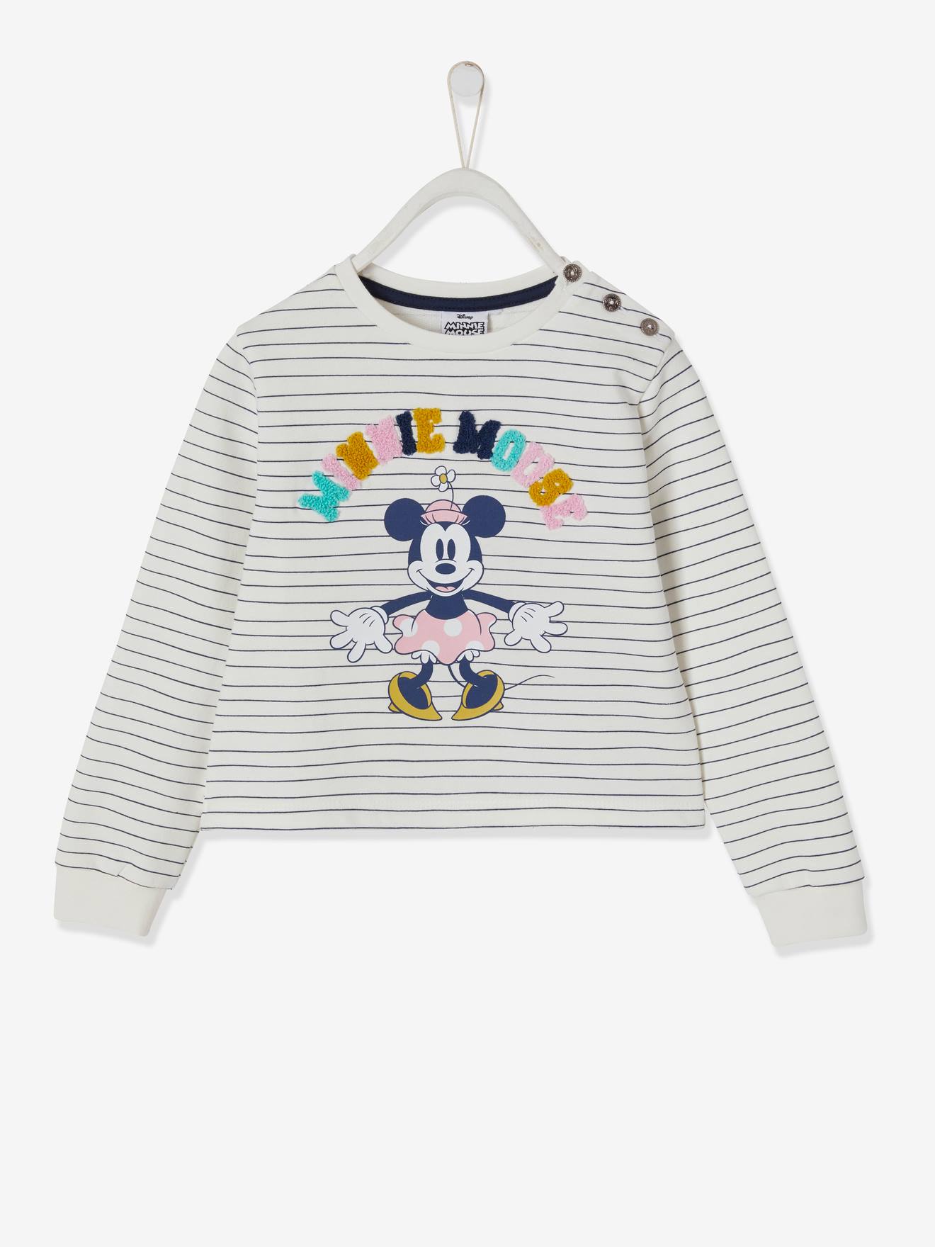 Sweat-shirt Disney Minnie® fille ivoire / rayures bleues