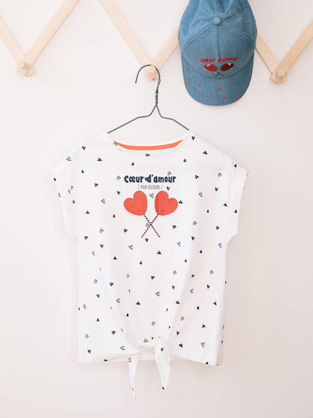 T-shirt imprimé détails irisés fille Oeko-Tex® blanc imprimé+rose imprimé 5 - vertbaudet enfant 