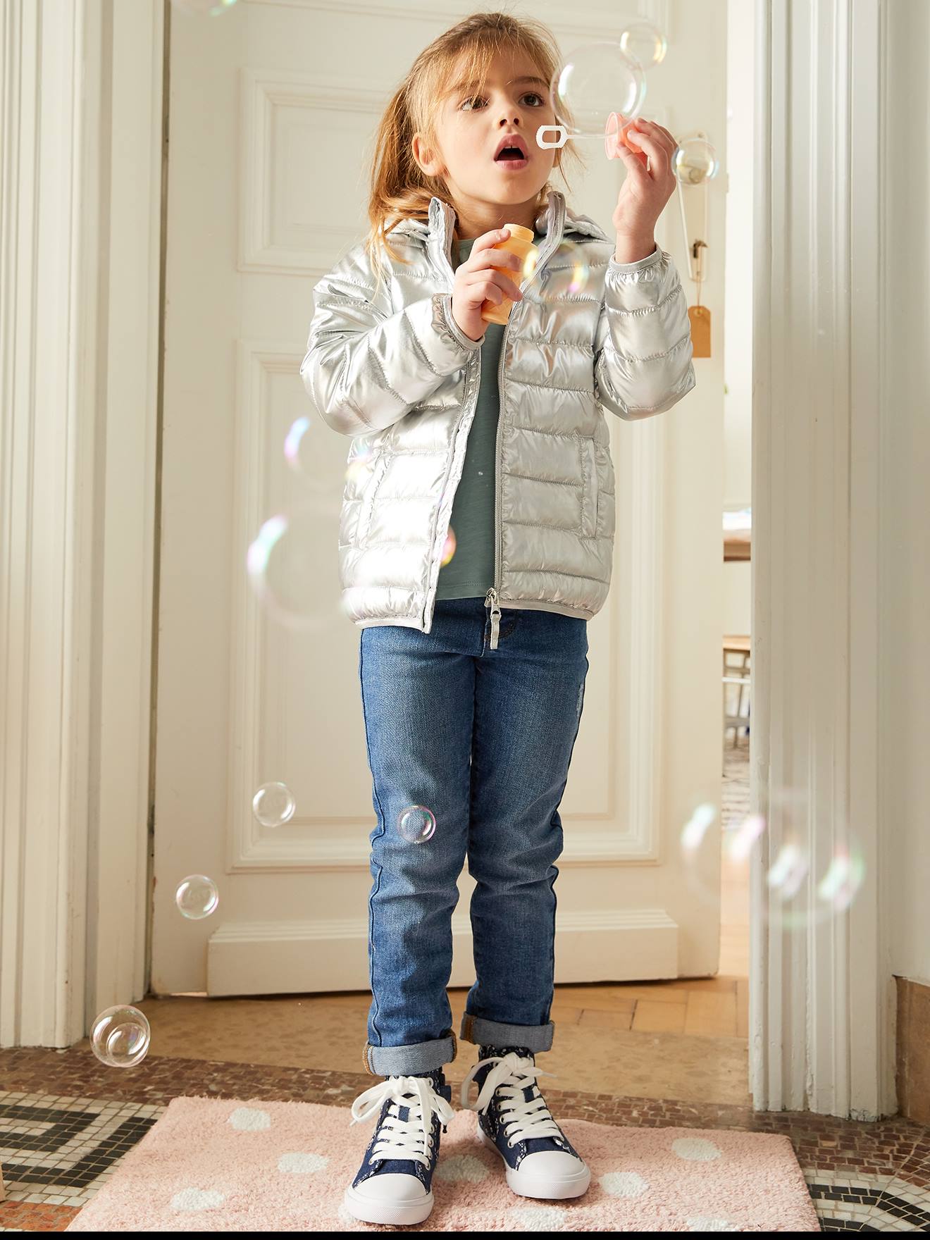 doudoune fille argentée