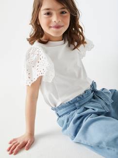 Pantacourt fille large en denim léger style "paperbag"   - vertbaudet enfant