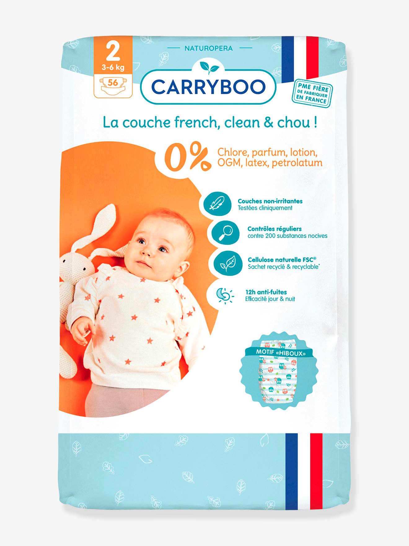 Carryboo Dermo-Sensitives Couches 3-6kg Taille T2 Pièces 56