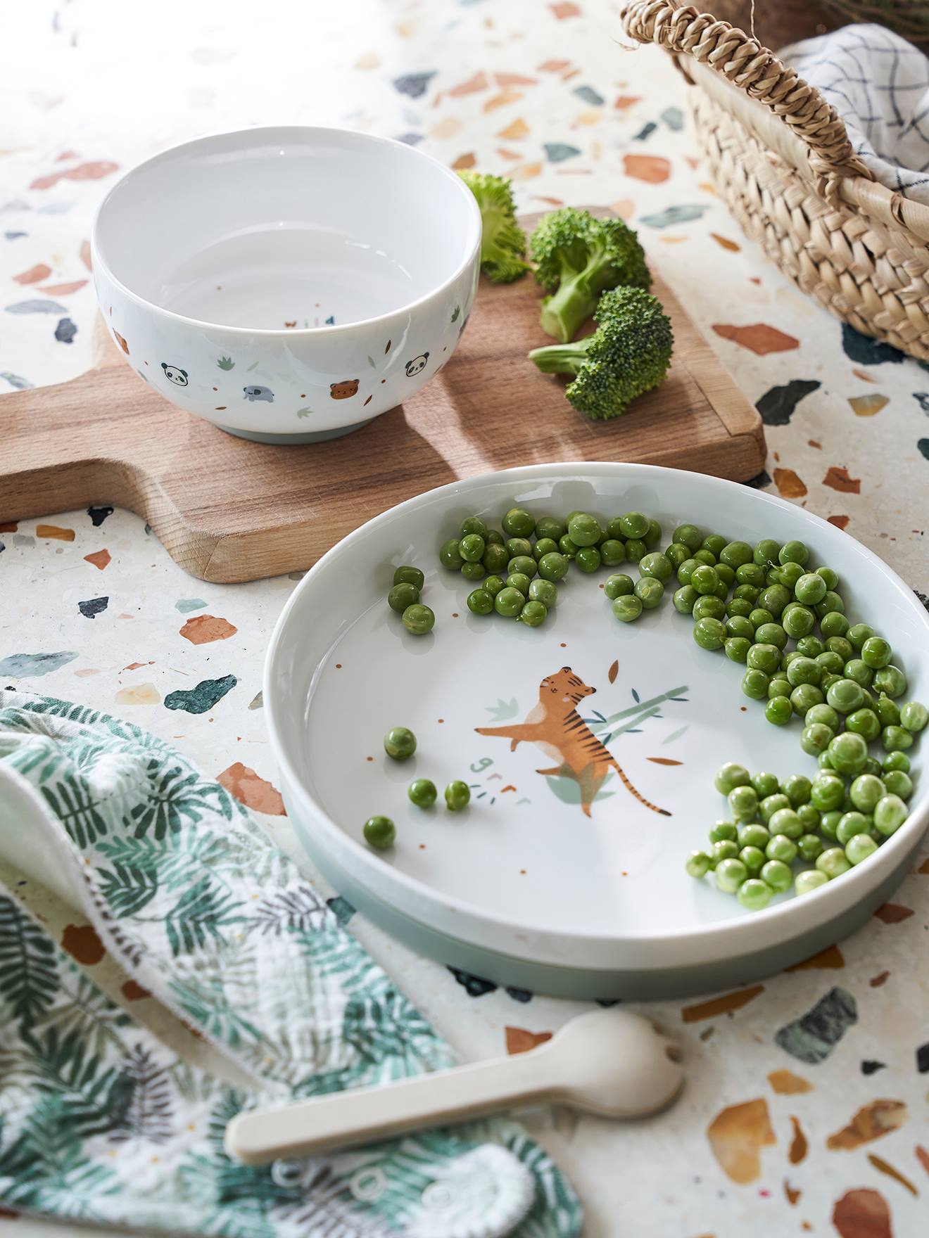 Set vaisselle en céramique et silicone imprimé animaux