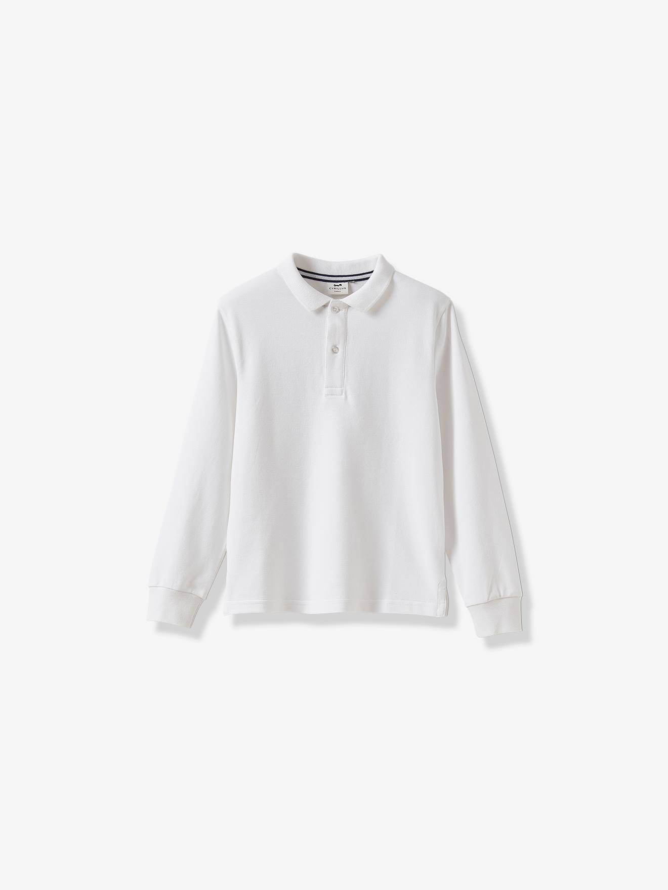 Polo Manches Longues En Coton Bio Garçon Blanc