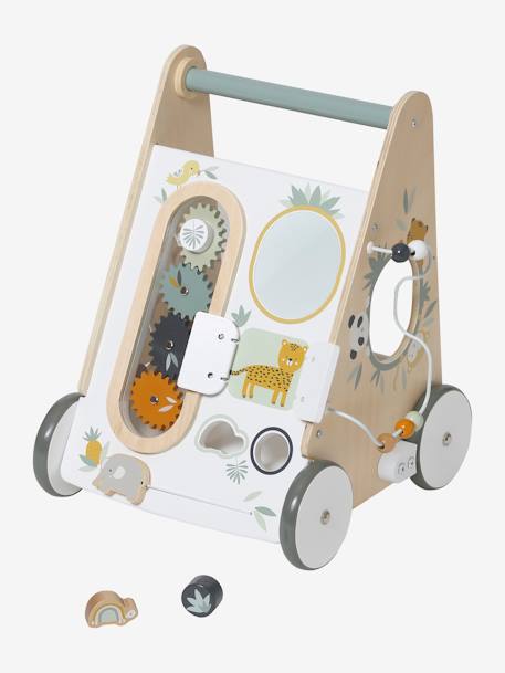 Chariot de marche avec freins HANOÏ en bois FSC® multicolore 3 - vertbaudet enfant 