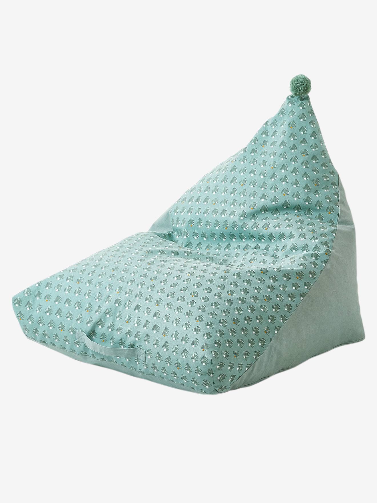 Pouf poire Palmettes vert