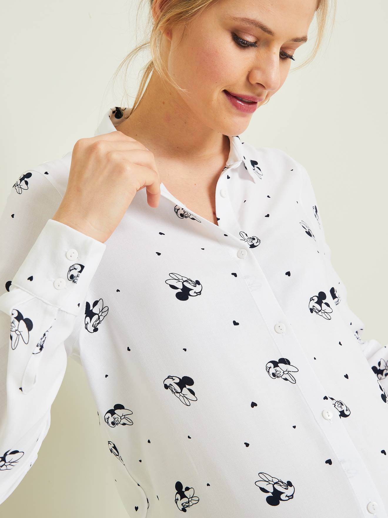 Pyjama femme Disney Minnie® chemise et short blanc - Minnie
