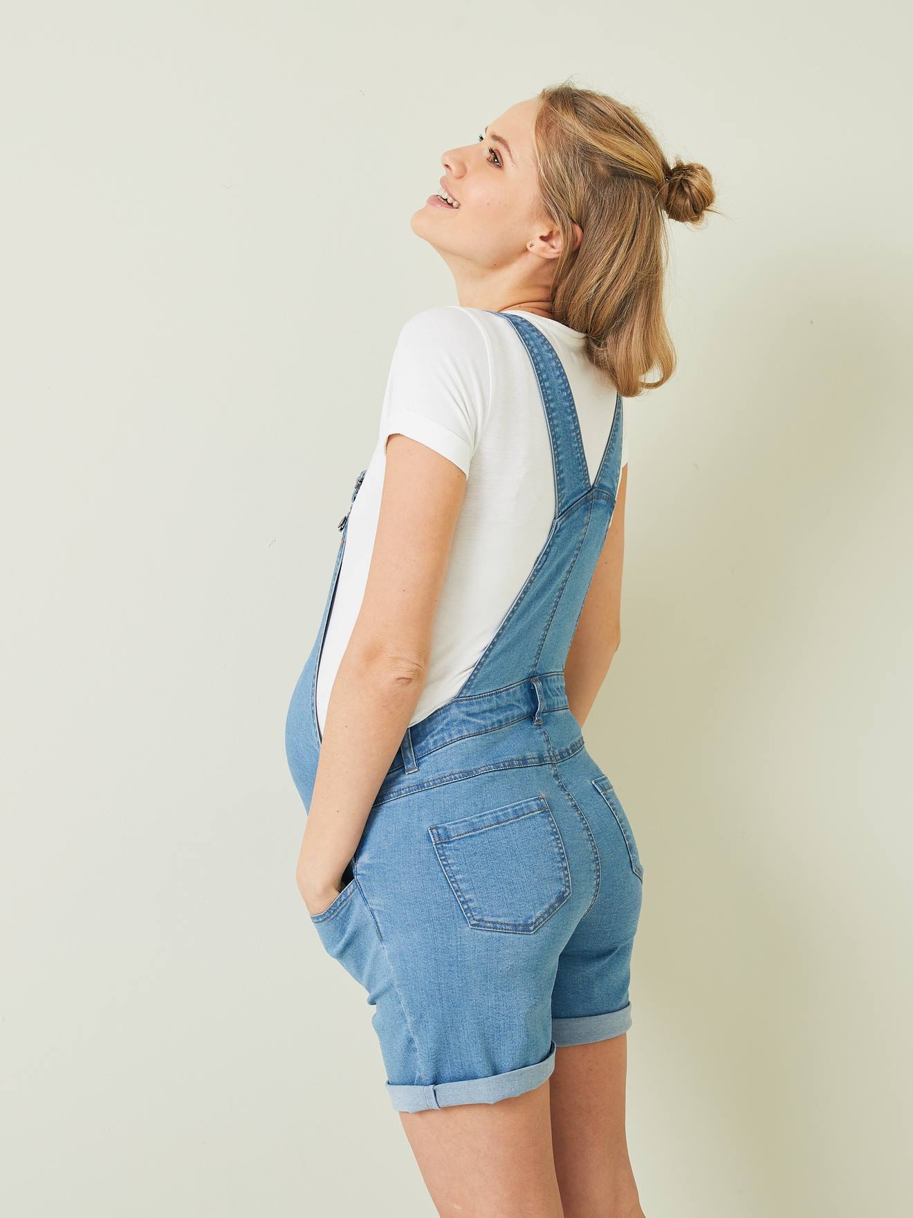 Salopette En Jean De Grossesse Forme Large - Denim Brut, Vêtements De Grossesse