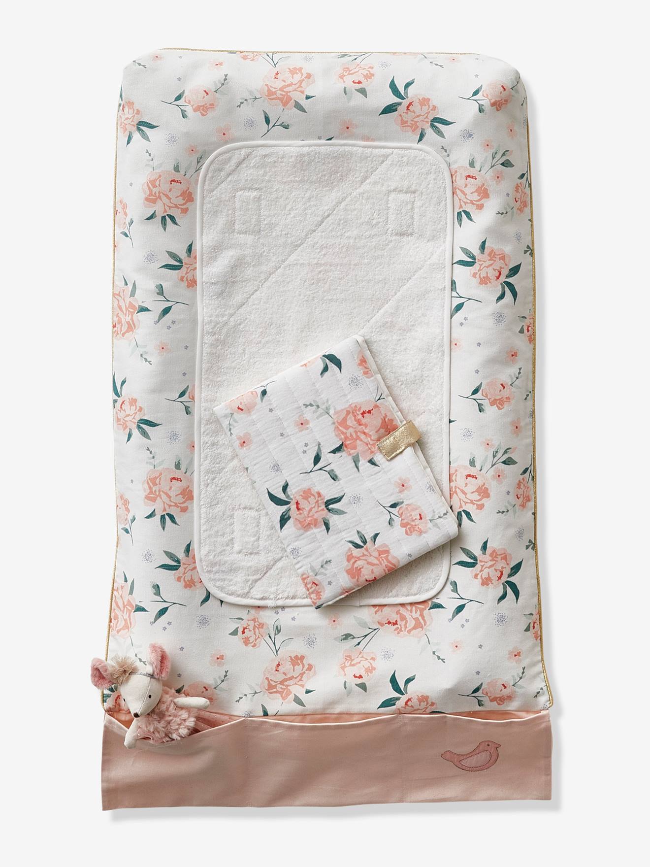 Matelas à langer EAU DE ROSE écru / rose