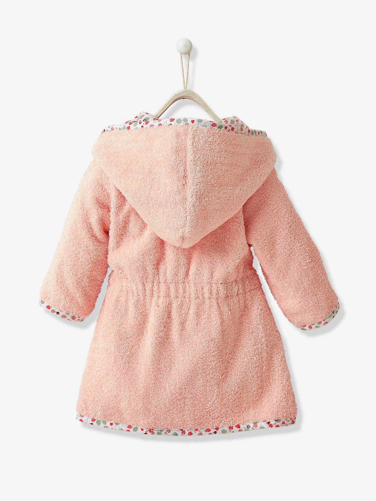Peignoir de bain bébé personnalisable JARDIN DES ABEILLES rose (Vertbaudet) - Image 1