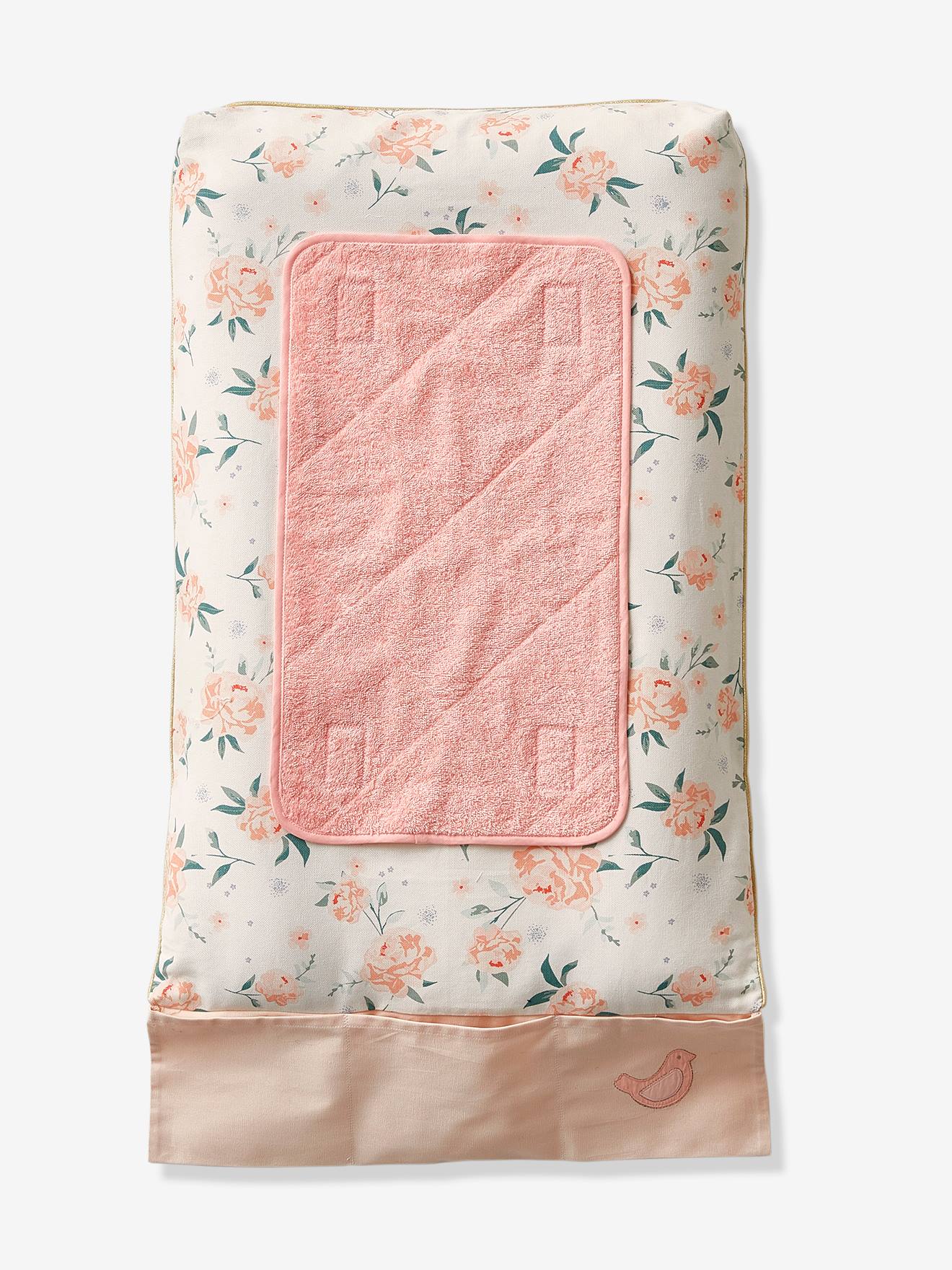 Lot 2 serviettes de rechange matelas à langer rose pâle + blanc (Vertbaudet) - Image 1