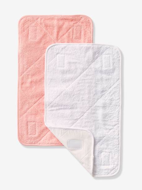 Vertbaudet - Lot 2 serviettes de rechange matelas à langer rose pâle + blanc