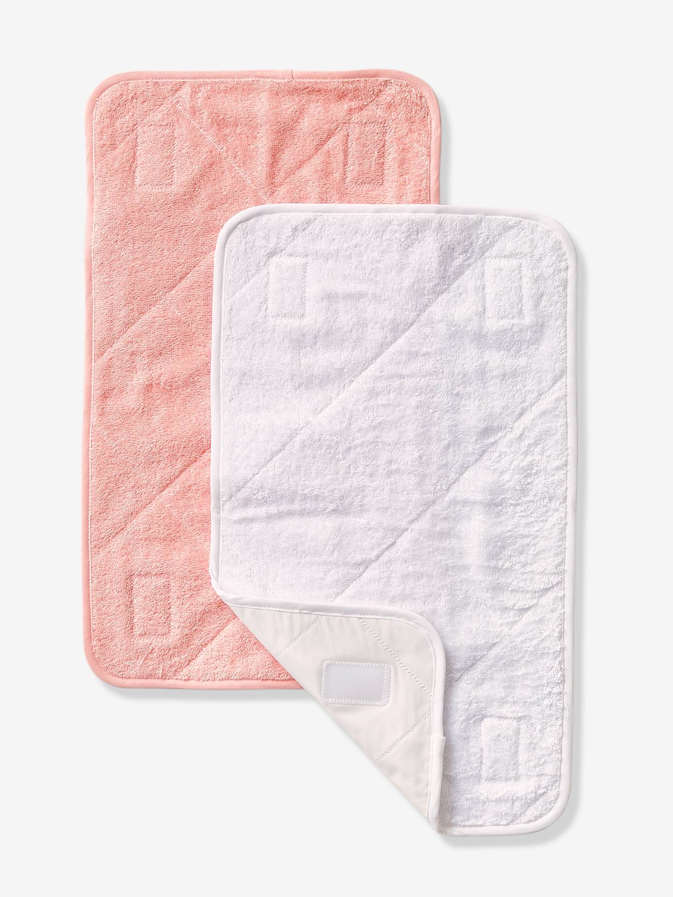 Lot de 2 serviettes de rechange essentiels pour matelas à langer rose pâle + blanc