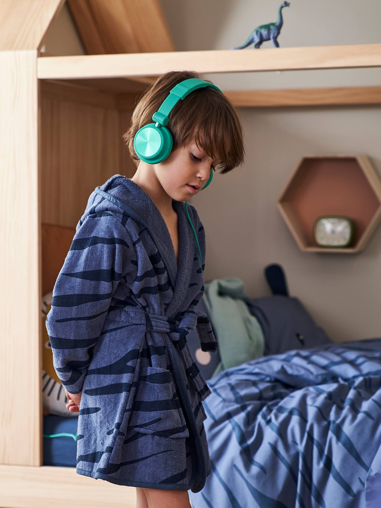 Peignoir De Bain Enfant Personnalisable Cool Zebre Oeko Tex Bleu Vertbaudet