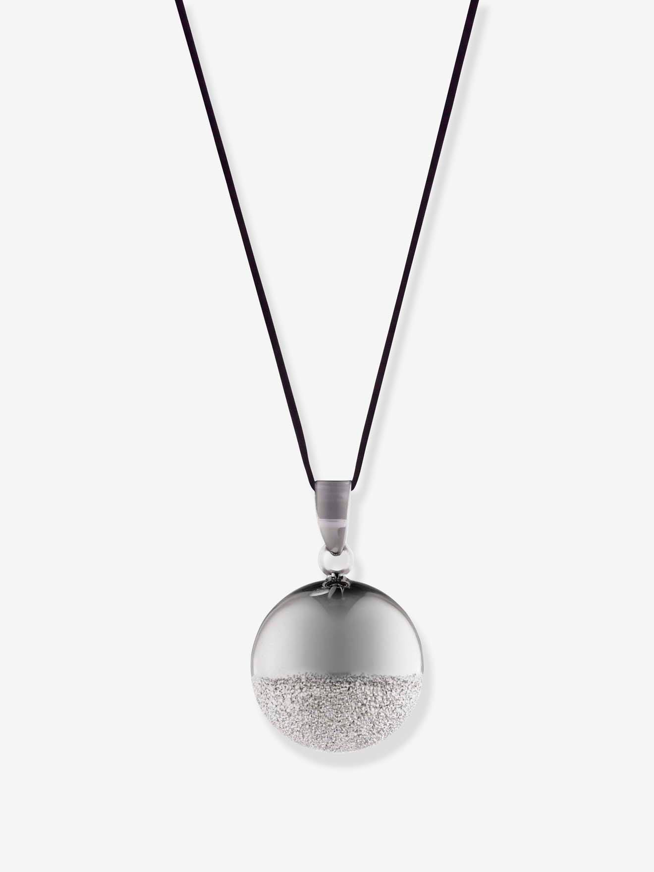 Pendentif Bola De Grossesse Sphère Cache Coeur Argent/rhodium Noir