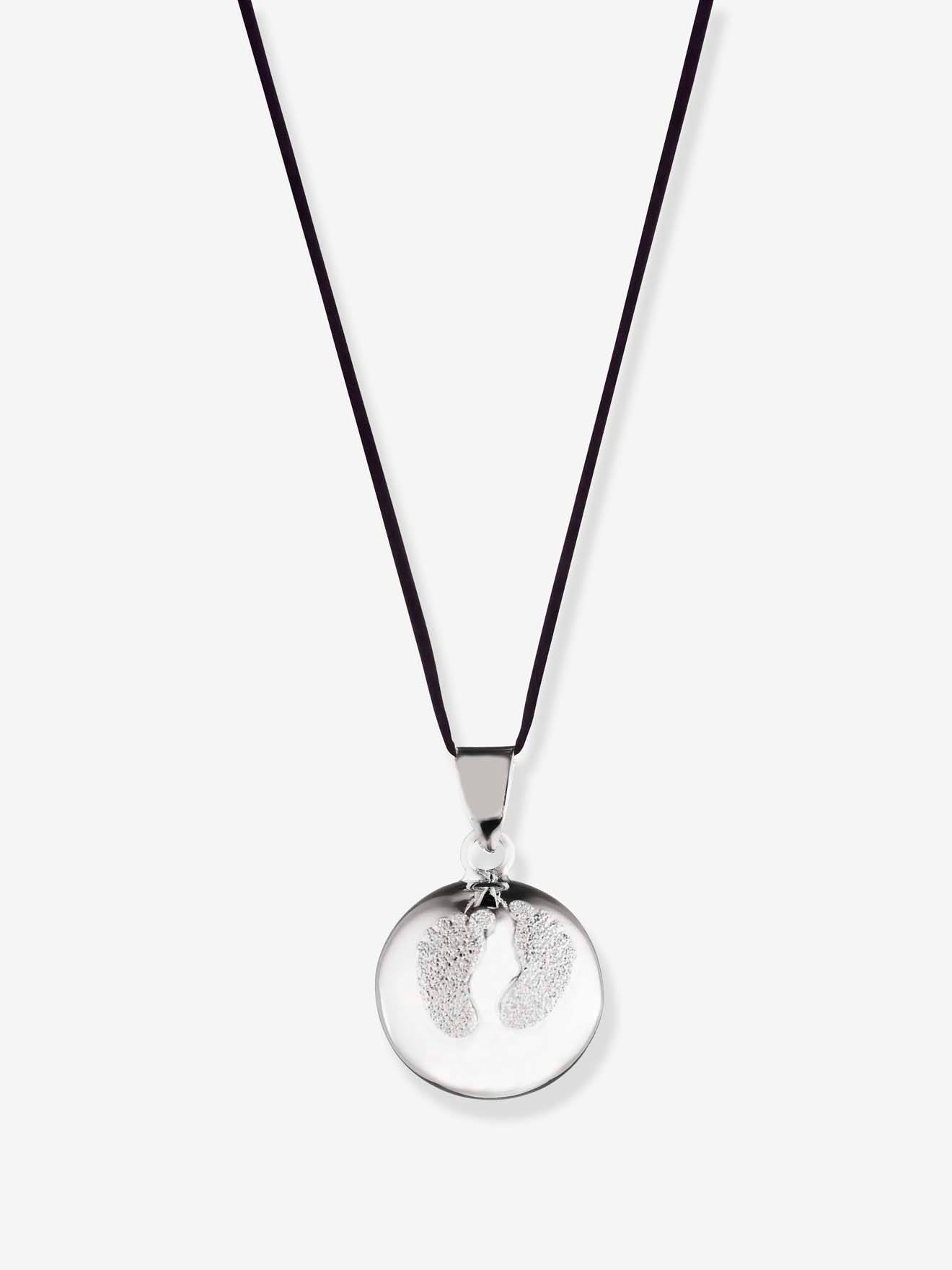 Pendentif Bola De Grossesse Babyfeet Cache Coeur Rhodium