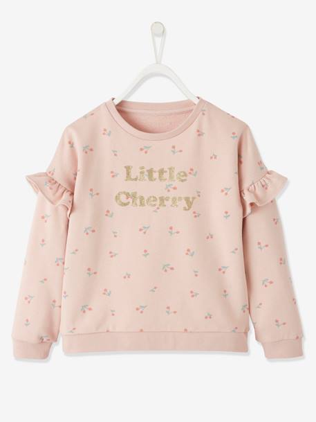 Vêtement Fille Sweat Rayé Fille Vertbaudet - Manches Volants Vieux Rose 14 Ans Sweat Fille 14 Ans