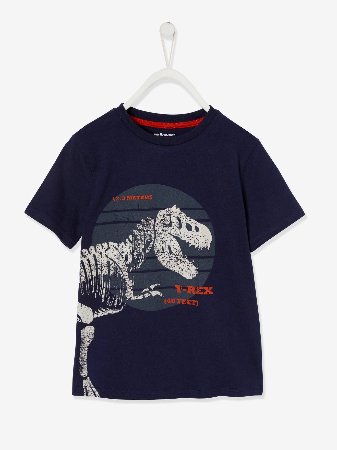 T-shirt motif dinosaure géant garçon marine