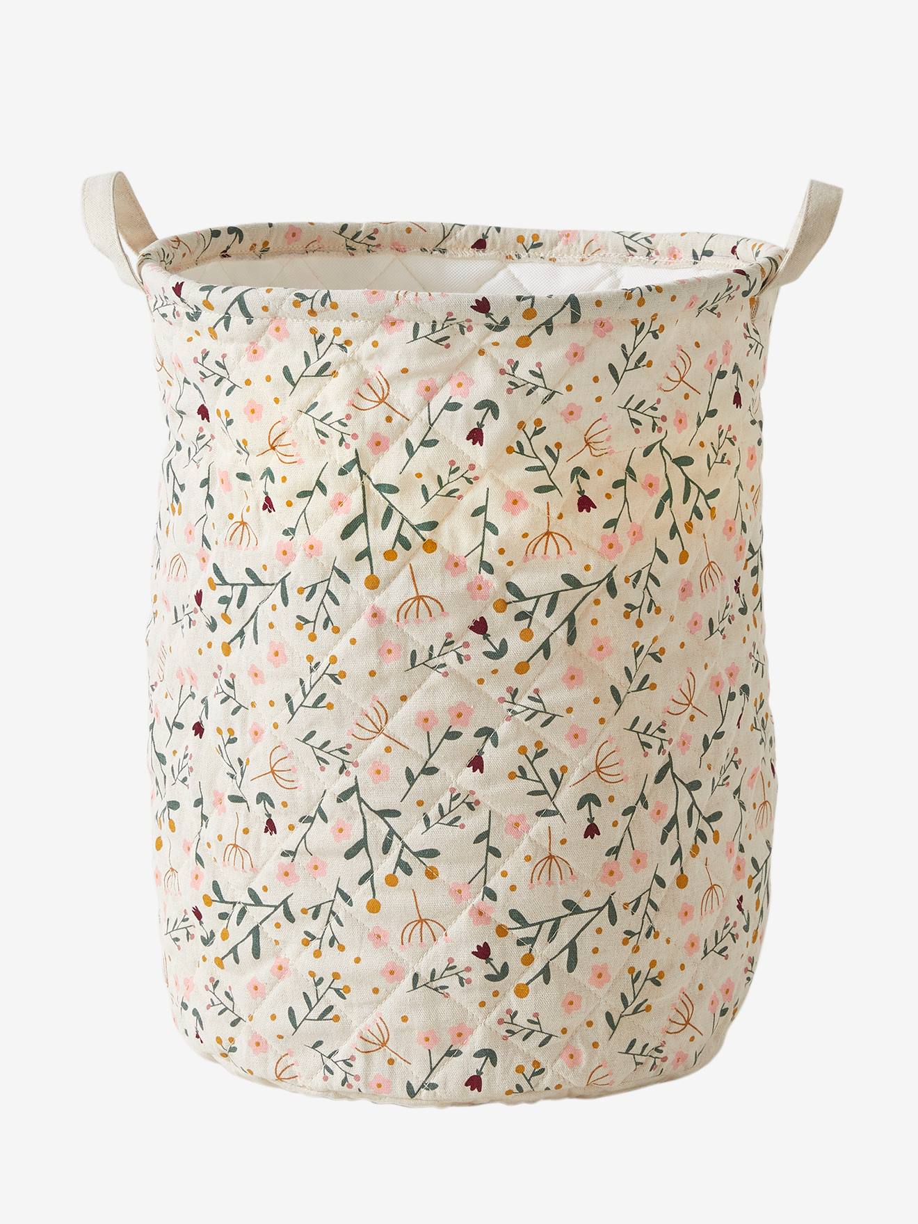 Panier de rangement matelassé imprimé fleurs imprimé fleuri (Vertbaudet) - Image 3