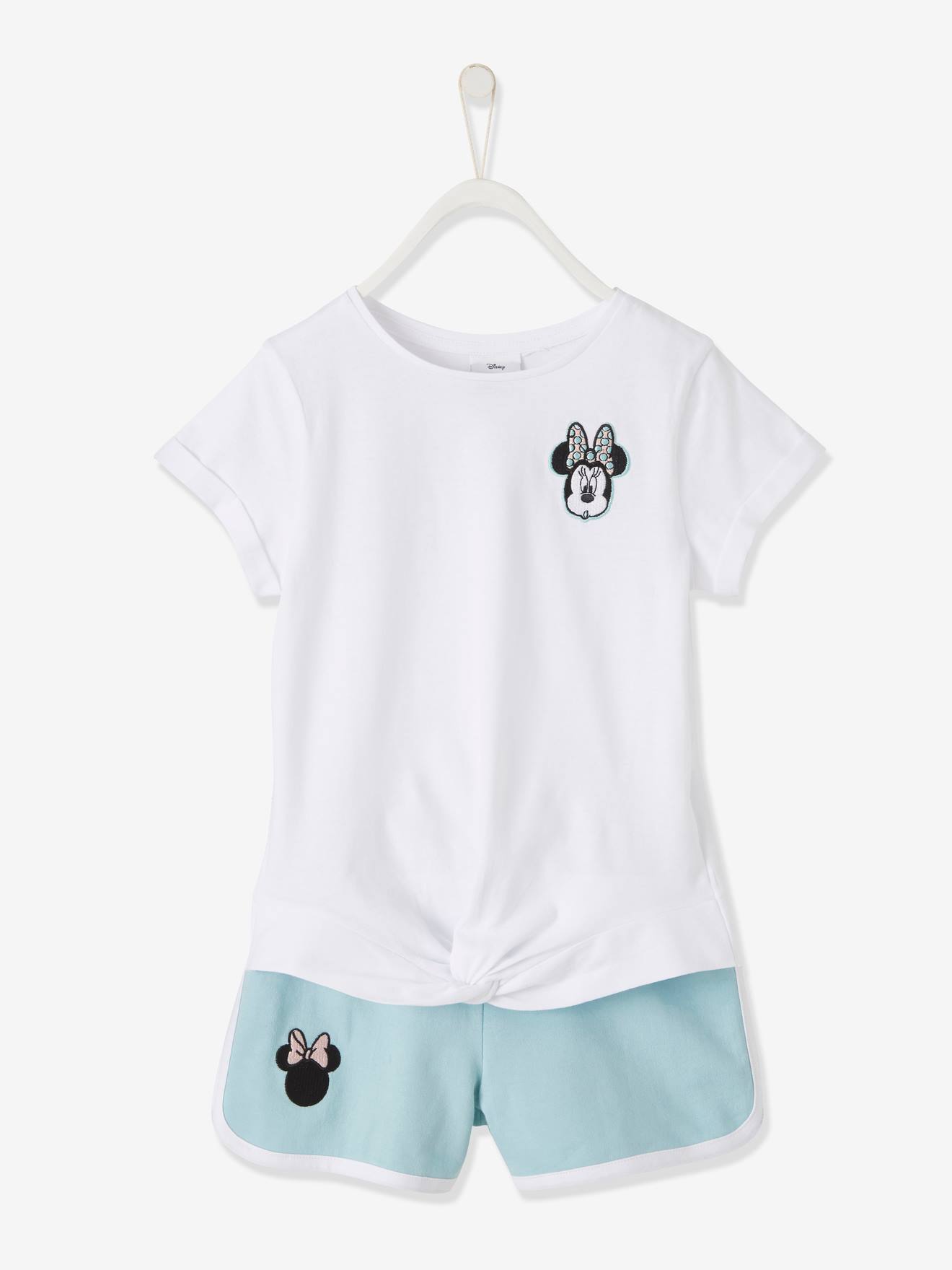 Ensemble fille T-shirt et short Disney Minnie® blanc / bleu