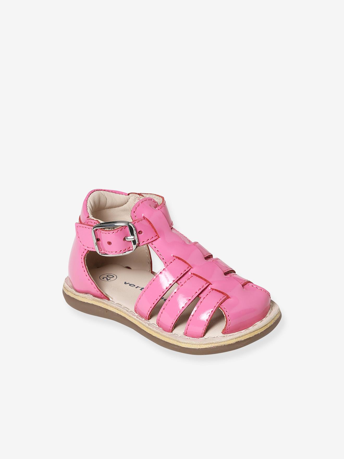 Sandales cuir bébé fille bout fermé rose