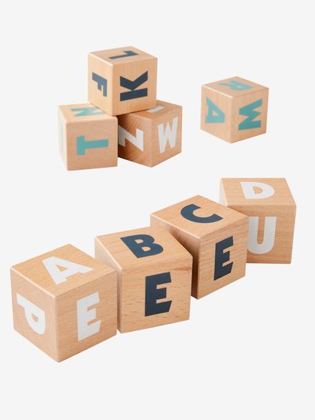 10 grands cubes lettres en bois FSC® multicolore 5 - vertbaudet enfant 